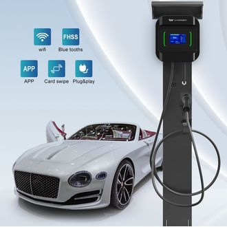 AUXUS Wallbox 22kW stație de încărcare EV pentru vehicule electrice, aplicație, cablu de 5m, APP+RFID, negru