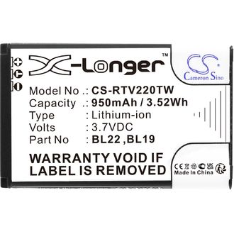 Baterija za Retevis Dt22, Rt15, Rt19, Rt22, Rt22s in druge, Li-Ion, 950 mAh