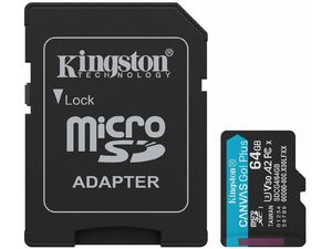 Kingston Canvas Go Plus Gen4 microSDXC 64GB U3/V30/A2, čtení 200 MB/s + SD adaptér