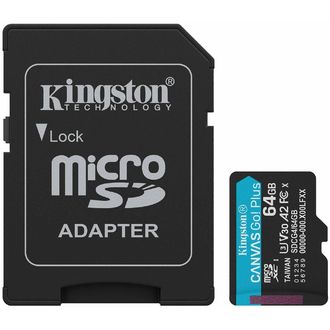 Kingston Canvas Go Plus Gen4 microSDXC 64GB U3/V30/A2, 200 MB/s viteză de citire + adaptor SD