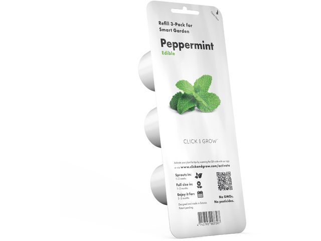 conținutul pachetului Click and Grow mentă, capsule cu semințe și substrat 3buc