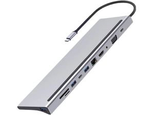 USB-C HUB 11v1 (USB-C PD, HDMI 4K, VGA, LAN RJ45, 3x USB 3.0, SD, microSD, hang)