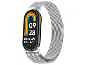 Mobilly Milanese stroke teljesen fém csere karkötő Xiaomi Mi Band 8-hoz - Ezüst