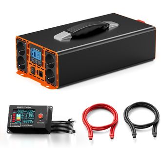 HOULI Električni pretvornik 12V na 230V, 1500W/3000W, čisti sinusni val, daljinski upravljalnik