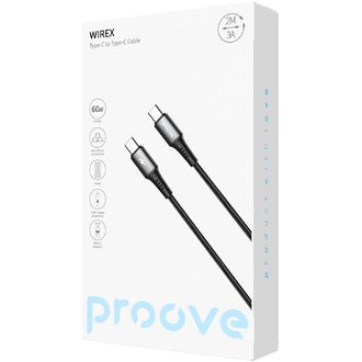 Proove WIREX кабел USB-C/USB-C,3A/60W, 480Mbps, 1m, алуминиева сплав, оплетка