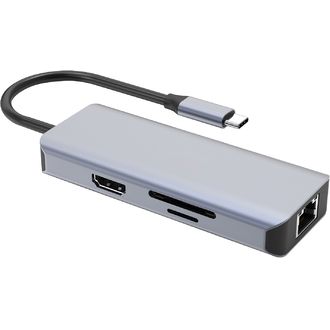 Proove IRON LINK 6w1 hub Type-C, 2x USB 3.0, czytnik SD/TF, RJ45 (LAN), HDMI, aluminium, dla Windows/Mac