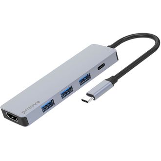 Proove IRON LINK 5in1 хъб Type-C, 3x USB 3.0, HDMI, Type-C, алуминий, съвместим с Windows/Mac