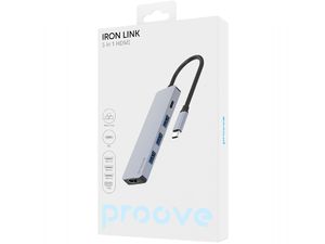 Proove IRON LINK 5v1 vozlišče Type-C, 3x USB 3.0, HDMI, Type-C, aluminij, združljivo z Windows/Mac