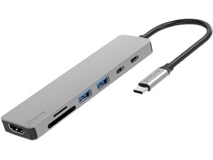 Proove IRON LINK 7in1 Hub Typ-C, 2x Typ-C, 2x USB 3.0, HDMI, SD/TF Leser, Aluminium, für alle OS