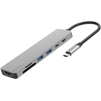 Proove IRON LINK 7v1 vozlišče Type-C, 2x Type-C, 2x USB 3.0, HDMI, bralnik SD/TF, aluminij, za vse operacijske sisteme