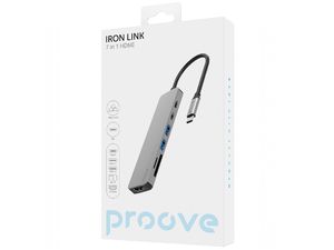 Proove IRON LINK 7in1 Hub Typ-C, 2x Typ-C, 2x USB 3.0, HDMI, SD/TF Leser, Aluminium, für alle OS