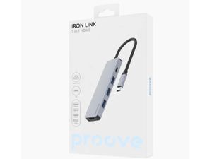 Proove IRON LINK 5v1 hub Type-C, 2x Type-C, 2x USB 3.0, HDMI, PD, hliníková slitina, pro všechny OS