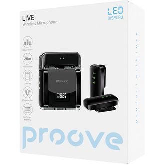 Proove LIVE brezžični mikrofon, digitalni, 250 mAh (ohišje) / 80 mAh (mikrofon) baterija, ABS, življenjska doba baterije