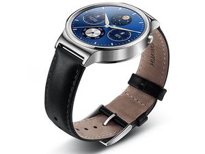 Huawei Watch W1 stříbrné, černý kožený řemínek
