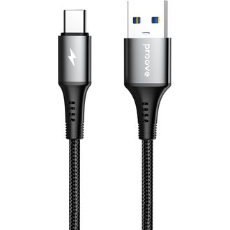 Cablu Proove WIREX USB-A / USB-C, 3A/15W, 480Mbps, 1m, aliaj de aluminiu, împletit