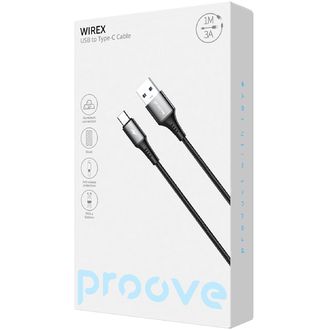 Cablu Proove WIREX USB-A / USB-C, 3A/15W, 480Mbps, 1m, aliaj de aluminiu, împletit