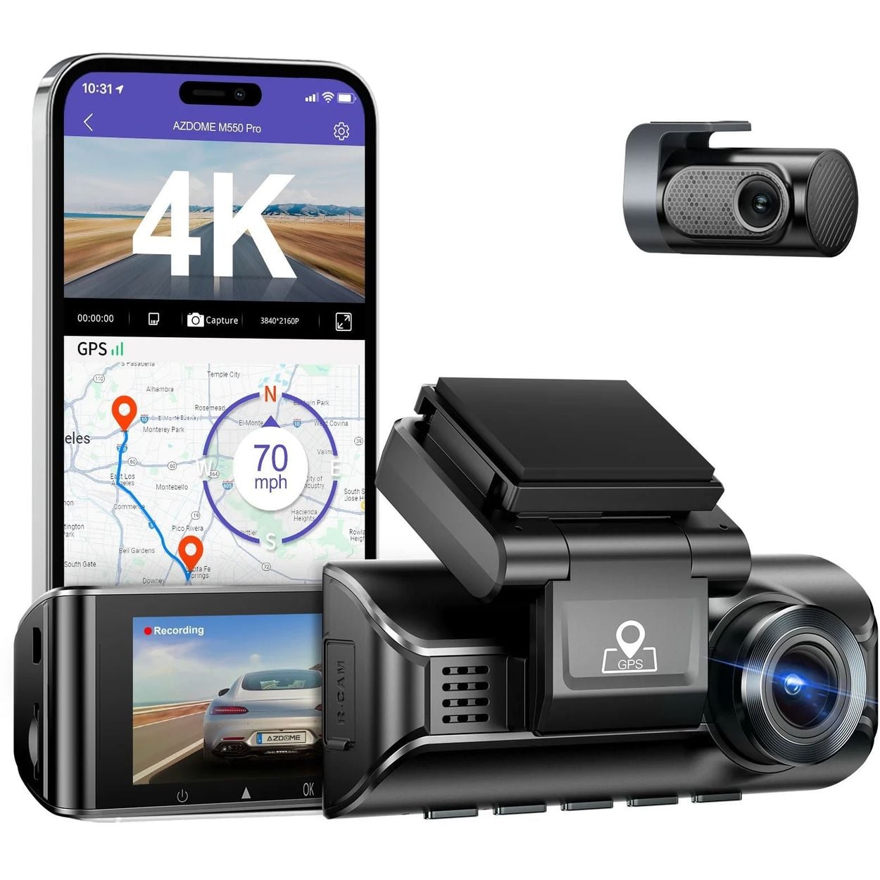 AZDOME M550 Pro 4K Dash Cam sada se zadní kamerou