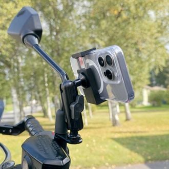Държач за мобилен телефон Brodit MOTO 56-92 мм, рамо 71 мм, диаметър на огледалото 10 мм