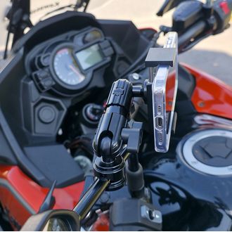 Brodit MOTO držák mobilu 56–92 mm, rameno 90 mm, zrcátko 8–14 mm