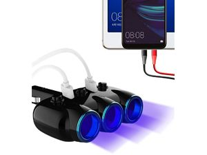Rozbočovač nabíječky do auta s podsvícením, 2x USB-A
