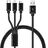 3в1 USB-C, Lightning, MicroUSB кабел за зареждане с оплетка за едновременно зареждане на до 3 телефона