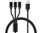 Cablu de încărcare împletitură 3in1 USB-C, Lightning, MicroUSB pentru încărcarea simultană a până la 3 telefoane