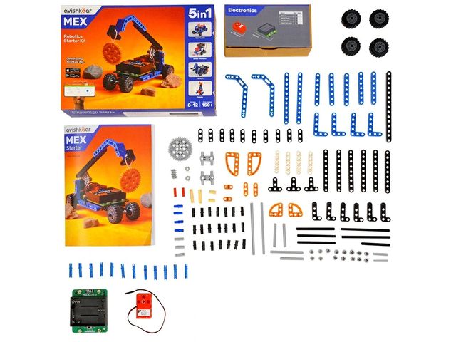conținutul pachetului Avishkaar MEX Robotics Starter Kit