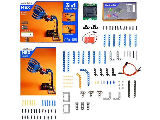 a csomag tartalma Avishkaar MEX robotkar készlet