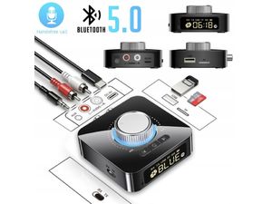 VAORLO M5 LED Bluetooth 5.0 audio vevő/adó, 3,5 mm AUX, RCA, microSD, USB, IR, IR