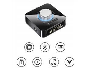 VAORLO M5 LED Bluetooth 5.0 audio vevő/adó, 3,5 mm AUX, RCA, microSD, USB, IR, IR