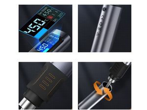 HS-02A SMART 100W microsolder programabil SMART 100W cu afișaj, 6 vârfuri, 100°C-420°C, argintiu