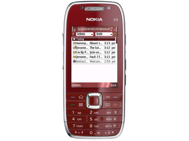 Inhalt des Pakets NOKIA E75 Red 4GB + Krusell pouzdro Orbit flex