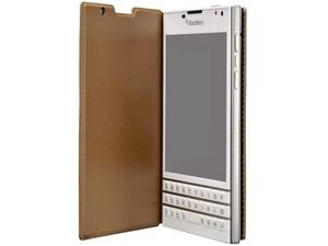 Skórzane etui BlackBerry Passport z klapką, brązowe