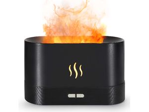Aromadiffúzor többszínű LED-es tűzvetítéssel, fekete színben