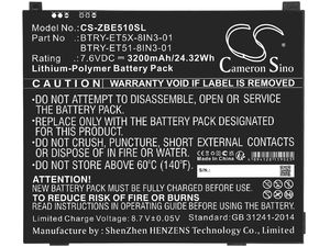 Akku für Zebra ET51 Windows OS, ET51, ET56, 3200 mAh, Li-Pol