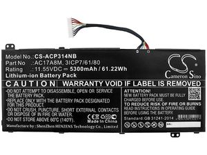 Akkumulátor Acer Sf314-52-57ej, Travelmate X3410, Spin Sp314-52-518g és másokhoz,5300 mAh, Li-Ion, 5300 mAh, Li-Ion