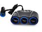 Autós szivargyújtó hub 3xCL 120W töltővel 3x USB 3,1A kábellel