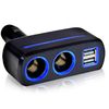 Rozdvojka do autozapalovače, 2X USB, 80W, podsvícené CL výstupy