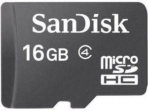 SanDisk microSDHC 16GB Class 4 paměťová karta + SDHC adaptér