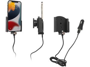 Brodit държач за Apple iPhone 14/14 Pro/13/13 Pro, без калъф, със запалка за пури/USB зареждане
