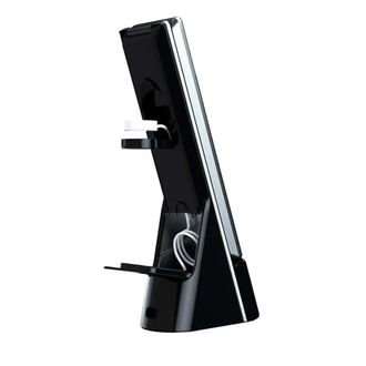 Mobilly 5in1, lampă de masă, încărcător wireless 15W, ceas cu alarmă, suport pentru telefon, negru