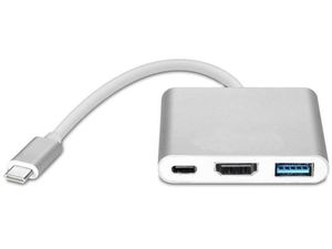 USB-C adaptér na HDMI, USB 3.0, USB-C pro telefony nebo laptopy, s podporou nabíjení telefonu