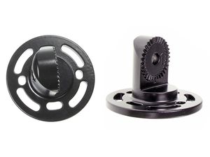 Brodit mâner de capăt perforat, diametru de bază 64 mm, dinți mici, negru