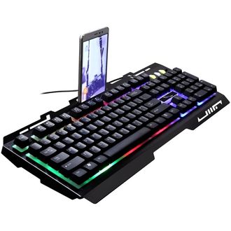 PrimeGear G700, tastatură pentru jocuri PC cu suport mobil, USB, RGB backlight, negru, US