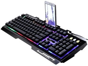 PrimeGear G700, геймърска клавиатура за PC с държач за мобилни устройства, USB, RGB подсветка, черна, СА