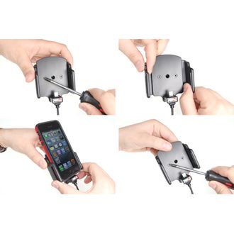 Brodit държач за кола за Apple iPhone 12 Mini/SE2016/5 в калъф с ширина 62-77 мм, дебелина 6-10 мм със скрит накрайник.