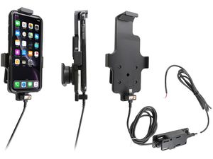 Brodit držák do auta na Apple iPhone 12/11/XR v pouzdru, s pružinou,se skrytým nabíjením