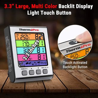 Termometru digital de bucătărie ThermoPro TP-17H, cu patru sonde, argintiu