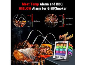 Termometru digital de bucătărie ThermoPro TP-17H, cu patru sonde, argintiu