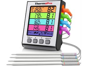 Termometru digital de bucătărie ThermoPro TP-17H, cu patru sonde, argintiu